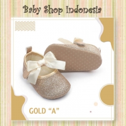 S1002 Sepatu Bayi Putih Sepatu Prewalker Import Bayi Perempuan Putih Glitter Bow Gold  large